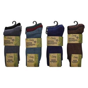 Soxy Mens Mid Calf Bamboo Socks (Pack of 12) / Multicolored